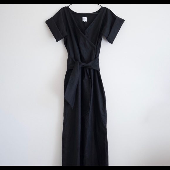 Amae Co. Black Kimono Wrap Romper Small Petite - Picture 2 of 3